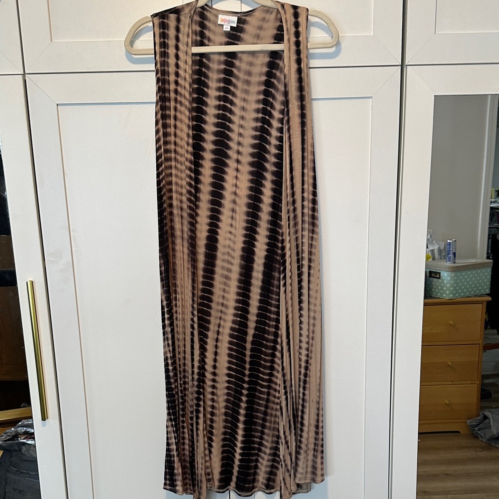 LuLaRoe Black and Tan Striped Cardigan